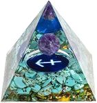 12 Zodiac Orgone Crystal Pyramid, Natural Amethyst Crystal Ball for Sagittarius Zodiac, 2" Orgone Healing Pyramid for Positive Energy Stress Reduce Healing Meditation Attract Wealth Lucky