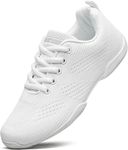 BAXINIER Girls White Cheerleading Shoes Lightweight Youth Cheer Competition Sneakers Kid Training Dance Tennis Shoes - White 4 Big Kid