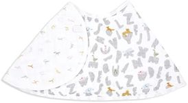 aden + anais Essentials Burpy Bib, 100% Cotton Muslin, Soft Absorbent 4 Layers, Multi-Use Burp Cloth and Bib, 22.5" X 11", Single, Alphabet Animals