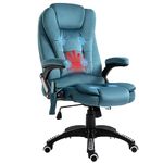 Vinsetto Office Chair, Ergonomic Desk Chair with 6-Point Massage and Back Heated, Velvet-Feel Fabric Computer Gaming Chair with Arms, Lumbar Support, Blue