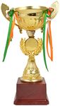 TROPHY JUNCTION Metallic Fiber Leaf Champion Cup Metal (Gold, 12-inch)