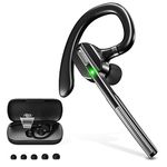 Pollway Bluetooth Headset, Hands-free Bluetooth Earpiece with Built-in Mic, 70H Talking Time with 500mAh Case for iPhone Android Cell Phone Laptop, V5.1 Wireless Earpiece for Business Driving Office