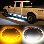 Fuguang [2PC-70inch] IP68 LED Board Running Light Truck Side Marker Flexible Step Strip Lights White & Amber Turn Signal Combo Kit (IP68)