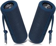 Xeneo X21 Dual Portable Bluetooth Wireless Speakers Waterproof for Booming Stereo with FM Radio, Micro SD Card, IPX6, 30W for Outdoor, Home, Office, Party and Travel (Pack 2 Blue)