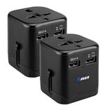 OREI Worldwide Universal Travel Adapter with Dual USB Ports 2.1A Smart Plug Charging, All-in-One 100V-250V Plug International Plug Adapter for Cell Phones, Camera, Tablets, 5 Yr of Warranty Pack of 2