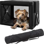 Cozzze Collapsible Dog Crate - 26 Inch Portable Foldable Travel Crates for Small Dogs with Detachable Storage Bag, Removable Pad, and Mesh Windows for Outdoor & Indoor (Black)