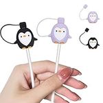 Cartoon Cable Protector for iPhone Type-c Charger,Black & Purple Penguin Design 2 PCS Set Silicone Phone Cable Protectors with Dustproof Cap,Cable Chomper,Cord Saver