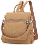 TianHengYi Casual Small Backpack Purse for Women Girls, Waterproof Lightweight Nylon Travel Daily Daypack Shoulder Bag, Khaki