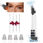 Blackhead Remover Pore Vacuum, Blackhead Extractor Pore Vacuum with Hot Compress, Facial Pore Cleaner with 4 Suction Probes & 3 suction levels, USB Rechargeable LED Display Pore Cleaner Tool