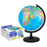 Fun Lites 25CM World Globe for Kids Learning, DIY Assemble Educational Rotating World Map Globes Large Size Decorative Earth Children Globe for Classroom Geography Teaching, Desk and Office Decoration