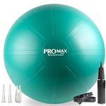 SmarterLife PRO MAX Workout Exercise Ball for Fitness, Yoga, Balance, Stability, or Birth Ball for Pregnancy and Labor, Great as Yoga Ball Chair for Office or Home Gym Equipment (65 cm, Turquoise)