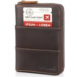 Polare Full Grain Leather Travel Passport Wallet with YKK Zipper and RFID Blocking Document Organizer Holder 2 Passports(Dark Brown)