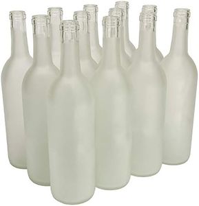 North Mountain Supply - 750ml Glass Bordeaux Wine Bottle Flat-Bottomed Cork Finish - Case of 12 - Frosted