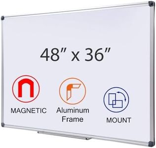 48 x 36 Inch Large Magnetic Dry Erase Board with Pen Tray| Wall-Mounted Aluminum Portable Message Presentation White Board for Kids, Students & Teachers