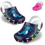 LavaRose Kids Clogs with Flashing Lights Fun, Durable, and Secure. Kids Shoes Light up When You Walk and Designs. (Blue,12)