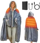12V Heated Blankets Battery Operated,Cordless Heating Blanket Wearable Shawl,Portable Electric Wrap Poncho Blanket Hoodie,15000mah Sherpa Heated Throw Blanket 3 Heat sets for Car,Indoor,Camping,Picnic