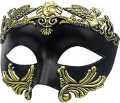 Lilwemen Ancient Greek Spartan Warrior Roman Masquerade Mask Men Venetian Mask Wedding Ball Mask Mardi Gras Mask Wedding Ball Mask Burlesque Ball Party (B-Gold)