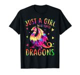 Cute Just A Girl Who Loves Dragons Tie Dye Women and Girls T-Shirt