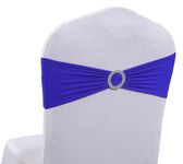 MDS Pack of 10 Spandex Chair Sashes Bow sash Elastic Chair Bands Ties with Buckle for Wedding and Events Decoration Lycra Slider Sashes Bow - Royal Blue