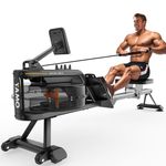 YAMO Rowing Machines for Home, Water Rowing Machine with LCD Display, Water Resistance Row Machines with 158Kg Weight Capacity, Rower Machine with Wheels (Bluetooth Kinomap App Membership) YR35