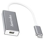 Amiroko USB-C to Mini DisplayPort Adapter, USB 3.1 Type C (Thunderbolt 3) to Mini DP Adapter Support 4K, 1080P for MacBook Pro, Alienware, to LED Cinema Display/Dell Monitor etc, Gray