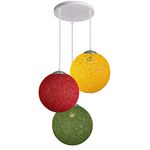 LEDSone Modern 3 Way Decorative Vine Ball Rattan Shade Chandelier Three Head Ceiling Pendant Light Home Decor (Red,Yellow,Green)