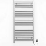 Myhomeware 600mm Wide Flat and Curved Chrome Electric Pre-Filled Heated Towel Rail Radiator For Bathroom Designer UK (600 * 1000mm High Flat)