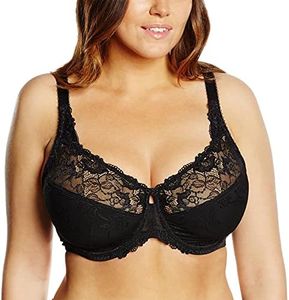 DELIMIRA Women's Beauty Lace Non Padded Minimiser Full Figure Underwire Bra Black 40E