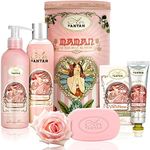 Un Air d'Antan Spa Gifts for Women, Gift Basket for Women, Spa Gift Set, Gift Set for Women, Hand Cream for Women, Gifts for Mom - 4 Products Tall Tin (Rose)