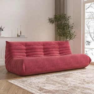 YVDNHP Big Bean Bag Chairs for Adults, 3 Seater Large Bean Bag Sofa, Fireside Chair Lazy Sofa Chair with High Density Comfortable Foam, Modern Bean Bag for Living Room, Bedroom, Office (Red)