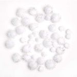 White/Iridescent Glitter Pom Poms - 40 Pieces