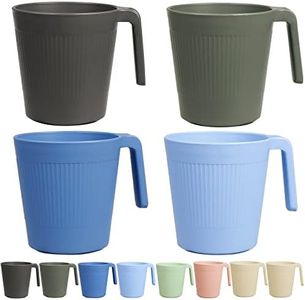 shopwithgreen Coffee Mugs Set of 8, Plastic Coffee Cups Set, 16.9 OZ Unbreakable Coffee Mugs with Handle Reusable Camping/Dorm/RV Drinking Cups for Adults/Kids Microwave & Dishwasher Safe