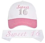 16th Birthday Gifts for Girl, 16th Birthday Hat and Sash for Girls, 16th Birthday Party Decorations for Girls,16th Birthday