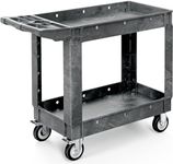 YITAHOME Utility Cart on Wheels, 550 lbs Capacity Service Cart, 40 x 17 Inch Rolling Work Carts, 2 Shelf Heavy Duty Plastic Cart Suitable for Warehouse, Garage, School & Office, Cleaning, Gray