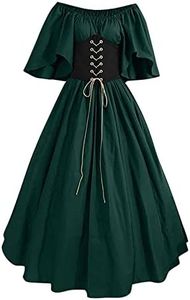 FAVIPT Lightning Deals Medieval Renaissance Dress Women with Corset,Plus Size Vintage Victorian Dress Ball Gown Costume Irish Over Dress, XX-Large, 03✓green