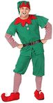 Adults Christmas Elf Costume Women Elf Family Outfit Holiday Elf Dress Up Set Christmas Cosplay Costume (Small, Men)