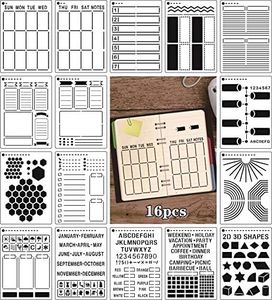 Planner Stencil Set for Dotted Journals Time Saving Accessories Bullet Notebook Supplies Make Creating Layouts Easy for Bullet Point Checklists, Daily Weekly Monthly Calendars