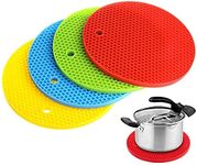 TechSrmaji Round Silicone Trivet Mats for Hot Pot Holders, Kitchen Mats Hot Pad Jar Opener Spoon Rest Heat Resistant Non-Slip Durable Flexible Dishwasher Safe Mat, Trivet Mats for Kitchen (Pack of 4)