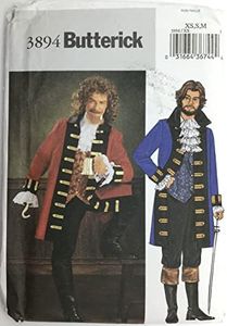 OOP Butterick Pirate Costume Pattern 3894. Mens Szs Xs, S, M Coat Vest Jabot & Pants