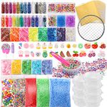 Holicolor 110pcs Slime Add Ins Slime Making Supplies Kit Include Foam Balls, Fishbowl Beads, Glitter Sequins Accessories, Shells, Candy Slime Charms, Slime Containers for Slime Party for Girls Boys