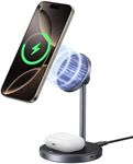 UGREEN MagFlow MagSafe Charger Compatible, Qi2 15W 2-in-1 Wireless Charger Stand Compatible with iPhone 16/15/15 Plus/15 Pro/15 Pro Max/14/13/12 Series, AirPods 4/3/2/Pro