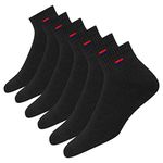 NAVYSPORT 6 Pairs Socks Women's 4-7 Men's Trainer Running Cotton High Ankle Quarter Socks, Pack of 6 (Shoe Size: 5-8, Black)