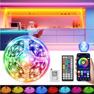 Luces LED Habitación, Tira LED 15 Metros, Tiras LED RGB Control de Remoto y App 16 Milliones de Colores LED Strip lights, Sincronización Musical Bluetooth, Luces de Tiras Led Para Fiesta Hogar TV Bar