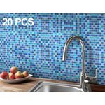 LSDECO 20 Sheets Glass Mosaic Tiles Backsplash, Pool Tile, 12" x 12" Backsplash Tile for Kitchen Bathroom Shower (Cobalt Blue Blend, 20 Sq.Ft)