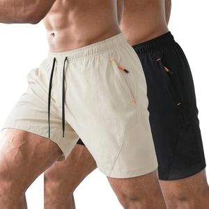 2 Pack Mens Athletic Shorts 7 Inch Quick Dry Gym Workout Shorts with Zipper Pockets, Breathable Perforated Running Shorts for Men Tennis Pickleball Hiking Basketball Sports Training