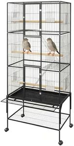 GarveeLife 69-Inch Extra Large Bird Cage, Wrought Iron Parakeet Bird Cage with Storage Shelf for Mid-Sized Parrots Cockatiels Canaries Lovebirds Conures Finch, Black