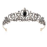 YUXIANLB Tiaras Crown for Women, Black Crystal Princess Crown Elegant Corwn Royal Queen Bridal Jewelry Rhinestone Headband, Hair Accessories for Wedding Cosplay Christmas Dancing Party Gifts