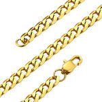 GOLDCHIC JEWELRY 4mm Short Necklace, 18K Gold Plated Flat Cuban Chain For Boys with Gift Box