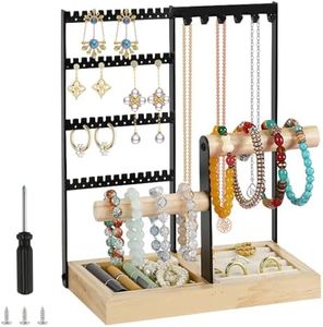 YUTUY Soporte para Joyas,Expositor de Joyas con Bandeja,Organizador de Joyas,Soporte de Exhibición de Pendientes,Estante de Joyas,para Collares,Pendientes,Anillos,Relojes y Pulseras