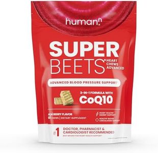 humanN SuperBeets Heart Chews Advanced - 100mg of CoQ10 Plus Beetroot & Grape Seed Extract, 60 Count